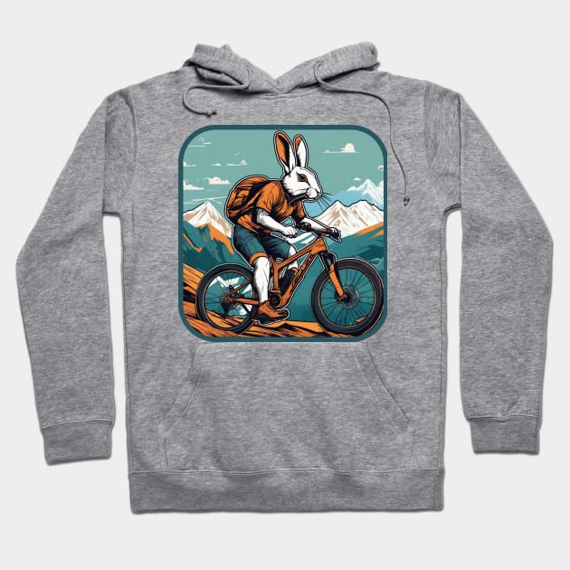 Mountain Bike Rabbit Hoodie by Gone Retrograde